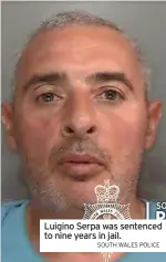  ?? SOUTH WALES POLICE ?? Luigino Serpa was sentenced to nine years in jail.