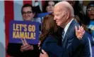  ?? Photograph: Shawn Thew/EPA ?? Joe Biden and the vice-president, Kamala Harris, embrace at a Democratic post-election event in Washington on Thursday.