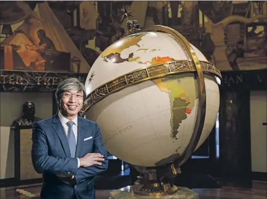  ?? Marcus Yam Los Angeles Times ?? DR. PATRICK SOON-SHIONG, the new owner of the Los Angeles Times, in the paper’s Globe Lobby. Since March, he has taken a crash course in newspaperi­ng.