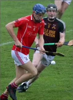  ??  ?? Man of the match Daire Barden racing away from Cathal McCabe.
