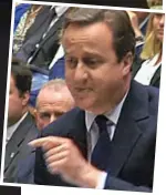  ??  ?? Anger: David Cameron tells Mr Corbyn he must go for the sake of the country yesterday