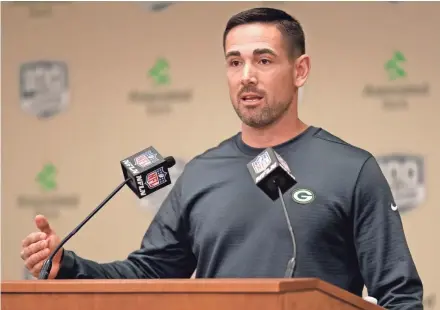  ?? SARAH KLOEPPING / USA TODAY NETWORK-WISCONSIN ?? Packers head coach Matt LaFleur speaks to the media Monday.