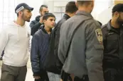  ?? MAHMOUD ILLEAN/AP ?? Ahmed Manasra, second left, is brought to a Jerusalem court on Nov. 10, 2015. Israel’s Supreme Court will soon decide whether to hear his appeal for release.