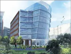  ??  ?? An artist’s rendering of a six-story, 107,000-square-foot office building once-planned by Highwoods Properties at SouthSide Works. The developer has abandoned the project.