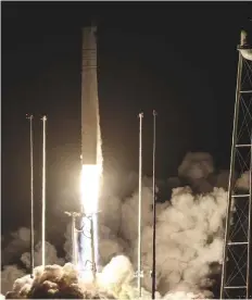  ?? Courtesy: Yahsat, Northrop Grumman ?? MySat-1 being launched from Wallops Flight Facility in Virginia, USA, yesterday.