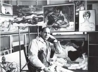  ??  ?? Bruno Bobak sits in his studio in Fredericto­n circa the 1960s.