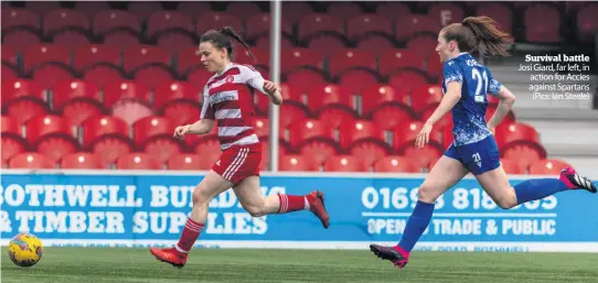  ?? ?? Survival battle Josi Giard, far left, in action for Accies against Spartans (Pics: Ian Steele)