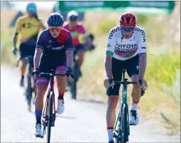  ?? Photo: Nampa ?? Victory… Namibia's internatio­nal cyclist and 2022 Commonweal­th Games' representa­tive Alex Miller (right) crosses the finish line to win the third race of the 2024 Nedbank Windhoek Pedal Power Series.