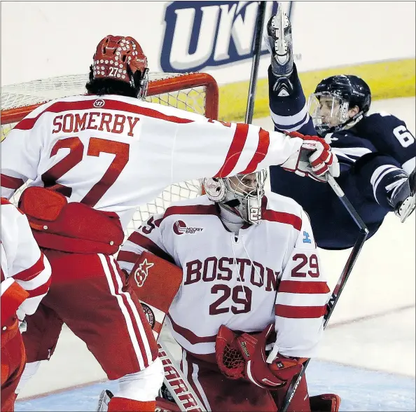  ?? — AP FILES ?? Boston University goaltender Matt O’Connor, a Toronto native, is 24-3-4 with a 2.10 goals-against average in his junior season.