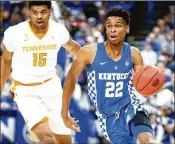  ?? ANDY LYONS / GETTY IMAGES ?? Shai Gilgeous-Alexander scored 29 points and grabbed seven rebounds as Kentucky defeated No. 13 Tennessee 77-72 on Sunday.