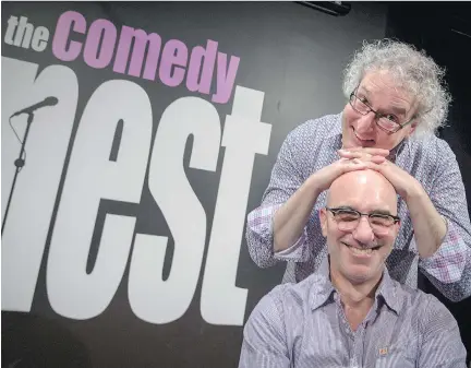  ?? PETER MCCABE ?? Comedy Nest co-proprietor Phil Shuchat, seated, acknowledg­es that he has a “nervous optimism” about opening a new comedy venue in the highly competitiv­e Toronto market. “But we’re very confident that our brand will take there.” Adds partner David Acer:...