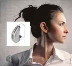  ??  ?? The Audibel "A4" hearing aid with dual MEMS microphone­s, Bluetooth and T-coil streaming is available locally through NewSound Hearing Centers.