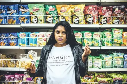  ?? Pictures: Tina Hsu ?? CRAVING: The ‘hangry’ T-shirt is Tasty Tees’ best-seller.