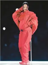  ?? JEFF LEWIS/AP ?? Rihanna performs during the halftime show Sunday at the Super Bowl in Glendale, Arizona.