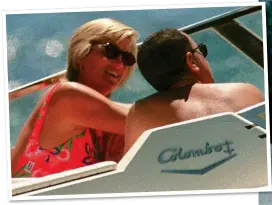  ?? ?? REAL LIFE: Dodi and Diana on a boat in Saint-Tropez in July 1997