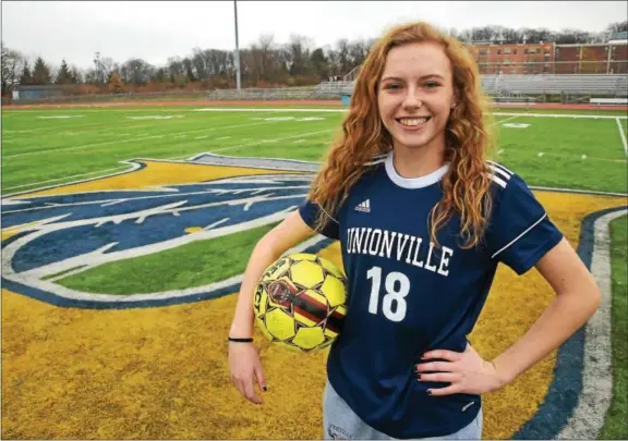  ?? PETE BANNAN — DIGITAL FIRST MEDIA ?? Unionville’s Veronica Hineman is the All-Area Girls Soccer Player of the Year.