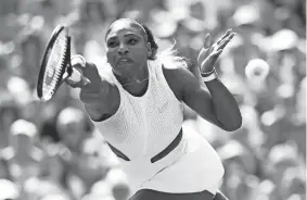  ??  ?? Serena Williams stretches to play a forehand in her semifinal win against Barbora Strycova. CLIVE BRUNSKILL/GETTY IMAGES