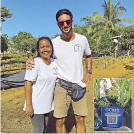  ??  ?? Growing strong: At Bayatakan Farm Experience in Burgos, Analyn Dulpina and Sam Wilson help guests pick (and plant) their own organic vegetables and learn how sustainabi­lity works. (And yes, GCash is accepted here.)