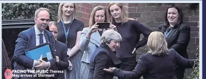  ??  ?? FACING THE MUSIC Theresa May arrives at Stormont