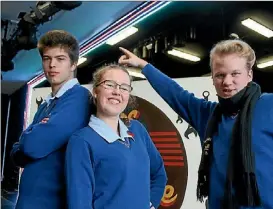  ?? ROBERT STEVEN/FAIRFAX NZ ?? Fergus Byett, Michaela Pointon and Jono Kidson star in Tauhara College’s production ‘‘All Shook Up’’.