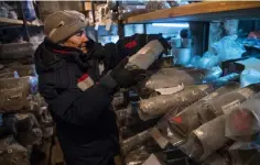  ??  ?? A scientist works with permafrost samples at the Melnikov Permafrost Institute.