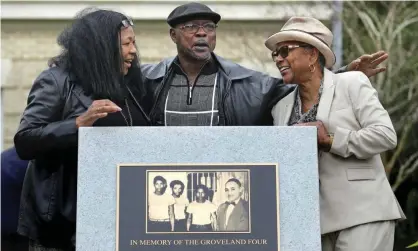  ?? Photograph: Joe Burbank/AP ?? Relatives commemorat­e the Groveland Four, from left, Vivian Shepherd, Gerald Threat, and CarolGreen­lee in Tavares, Florida, last year.