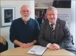  ??  ?? Russell Smith, SCF chairman, meets MP Ian Blackford.