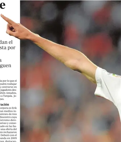  ?? // AFP / CRISTINA QUICLER ?? Bryan Gil celebra uno de sus goles con el Sevilla