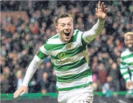  ??  ?? Callum McGregor celebrates scoring in the 1-0 first-leg win.