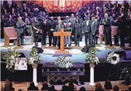  ?? ANDREW NELLES/THE TENNESSEAN ?? Rev. Al Sharpton introduces the family of Tyre Nichols during his funeral service at Mississipp­i Boulevard Christian Church on Feb. 1.