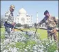  ?? ANI ?? CISF personnel scanning the the Taj Mahal complex.