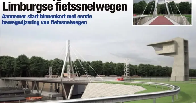  ?? FOTO HBVL ?? De fietsbrug in Godsheide komt vlak naast de bestaande brug over het sas.