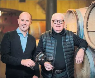  ?? MEGALOMANI­AC ?? Sébastien Jacquey, left, has worked at some of the top wineries in Burgundy and Bordeaux and makes the wine for Megalomani­ac. John Howard speaks about him in the most glowing terms.