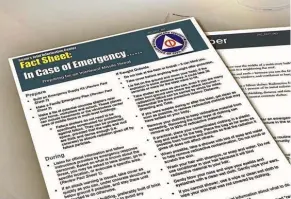  ??  ?? Guam’s Office of Civil Defence is distributi­ng these fact sheets to help residents prepare for a missile attack, including advice on removing radioactiv­e material.