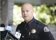  ?? JOSIE LEPE/STAFF ?? San Jose police Chief Eddie Garcia speaks during a news conference on an officer-involved shooting early Sunday at the Donner Lofts apartments in downtown San Jose.
