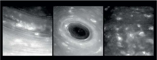  ?? IMAGES: NASA ?? These unprocesse­d images show features in Saturn’s atmosphere from closer than ever before. The view was captured by Nasa’s Cassini spacecraft during its first Grand Finale dive past the planet this week.