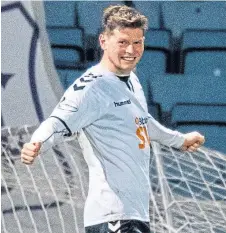  ??  ?? Cammy Smith celebrates scoring a goal for Ayr United.