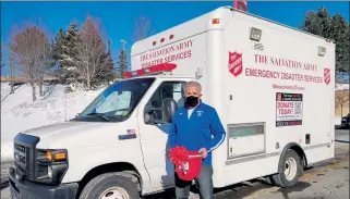  ?? DANIELLE RAY / SENTINEL & ENTERPRISE ?? Leominster Mayor Dean Mazzarella was out collecting in Leominster for the Salvation Army boot drive last weekend.