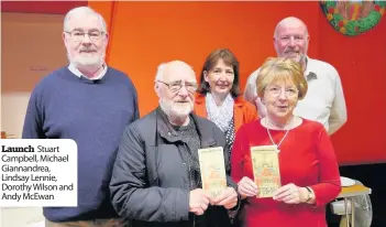  ??  ?? Launch Stuart Campbell, Michael Giannandre­a, Lindsay Lennie, Dorothy Wilson and Andy McEwan