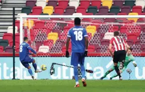  ??  ?? EYES ON THE PRIZE: From top, a Youri Tielemans strike at the Brentford Community Stadium helped to fire the Foxes into the fifth round, when Caglar Soyuncu was a commanding presence against Brighton. Kelechi Iheanacho helped City to see off a lacklustre Manchester United in the quarter-final, while James Maddison and Marc Albrighton were all smiles at Wembley as City overcame Southampto­n to reach the FA Cup final