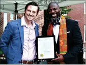  ?? SUBMITTED PHOTO ?? Shaykh Anwar Muhammad, president of the Ambler Branch of the NAACP, receives a proclamati­on from Lansdale Mayor Garry Herbert during last year’s Juneteenth celebratio­n.