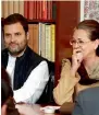  ?? PTI ?? Sonia Gandhi and Rahul at the Congress Working Committee meeting in New Delhi on Monday. —