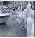  ?? (Photo EPA) ?? Les rives du lac Léman à Genève ont pris, hier, des allures féeriques après les fortes rafales de vent soufflant des vagues d’eau.