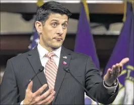  ?? CLIFF OWEN / ASSOCIATED PRESS ?? House Speaker Paul Ryan of Wisconsin speaks during a news conference on Capitol Hill in Washington on Thursday. The 114th Congress has limped to a close, characteri­zed by two years of mostly partisan acrimony.