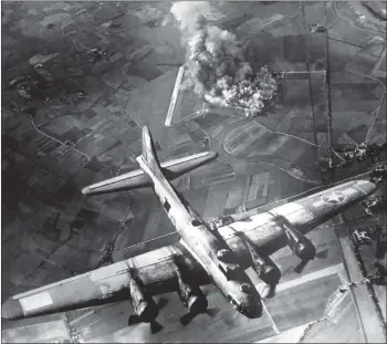  ??  ?? A B-17 bomber similar to the one which crashed on Skye, on a raid over Germany in 1943.