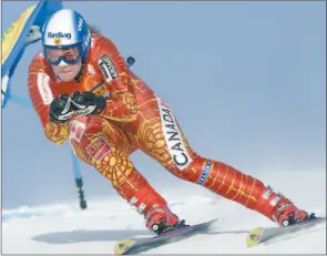  ?? FRANK GUNN/ CANADIAN PRESS ?? Emily Brydon hits a gate Sunday in Lake Louise’s World Cup Super-G to take 35th place
