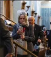  ?? IMAGE FROM SCREENSHOT ?? In this screenshot from Roll Call, U.S. Rep. Madeleine Dean, D-4th Dist., is escorted from the U.S. Capitol on Wednesday.