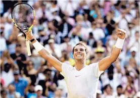  ?? AFP ?? El español Rafael Nadal celebra su victoria ante el checo Jiri Vesely.