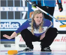  ?? ANDREW VAUGHAN THE CANADIAN PRESS ?? Alberta skip Chelsea Carey, pictured, finished the Scotties round-robin with a 12-3 win against Quebec’s Gabrielle Lavoie on Wednesday.