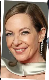  ??  ?? SPORTING a black column dress with a sci-fi inspired silver cape and sleeves, U.S. star Allison Janney, 58 — who scooped the best supporting actress award for I, Tonya — wore earrings by Parisian brand Messika. Not only do the £12,000 gems dangle...